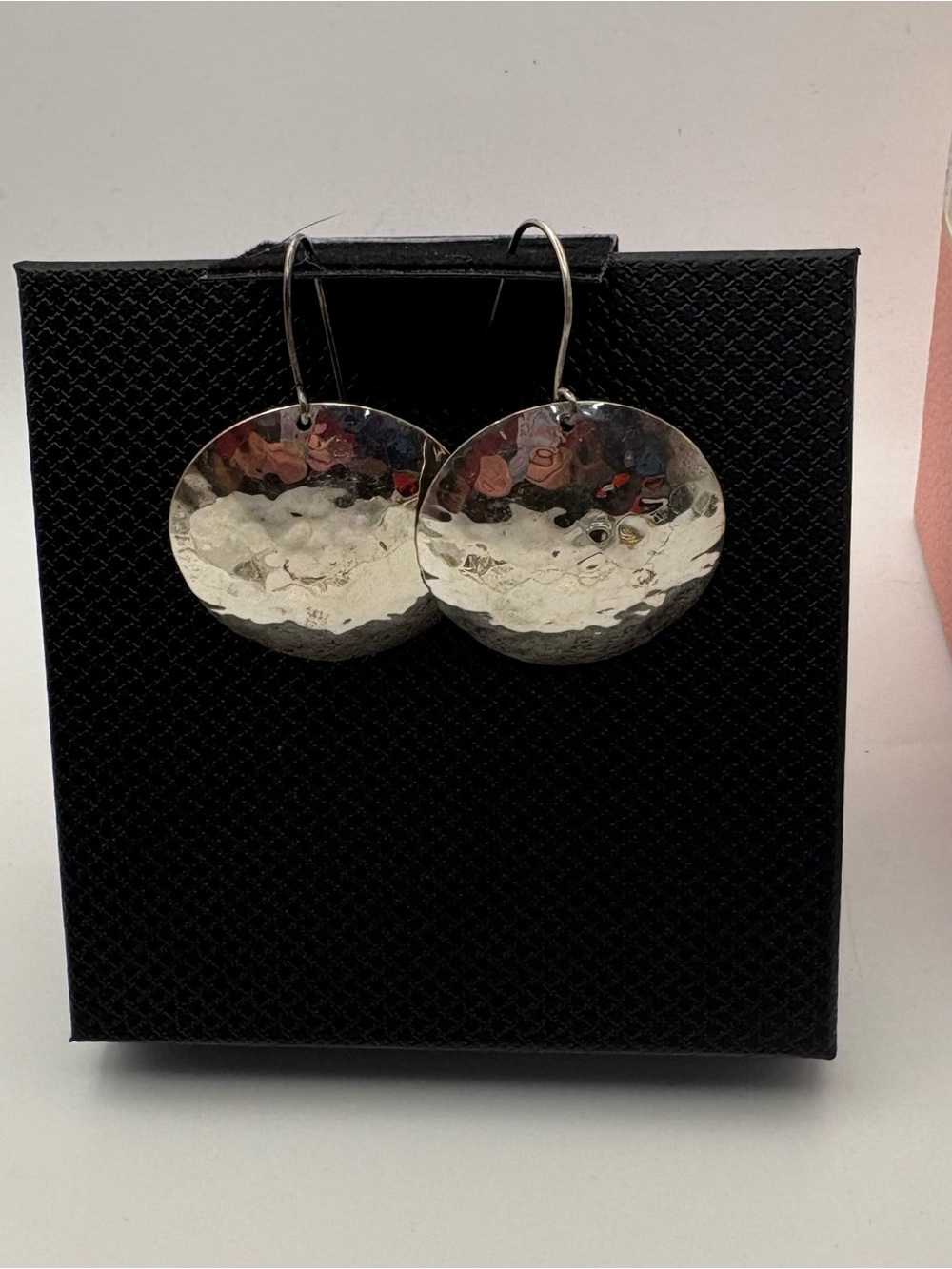 Sterling silver Hammered Disc Silver Drop Earrings